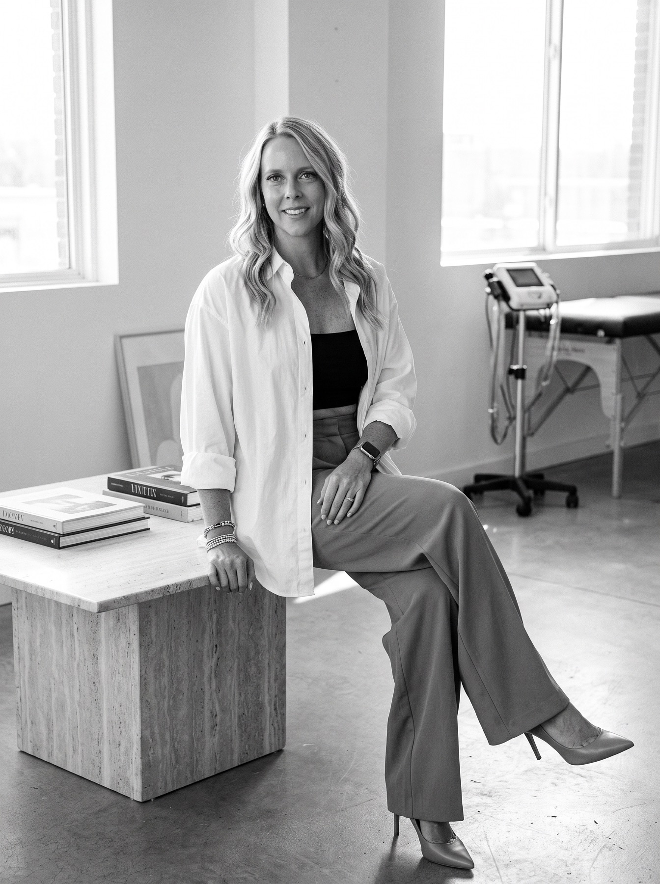 Heather Franks performing stretch mark restoration work